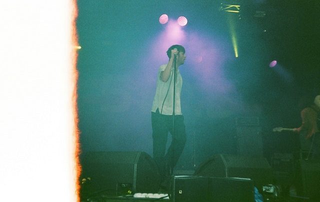 Singer singing on stage