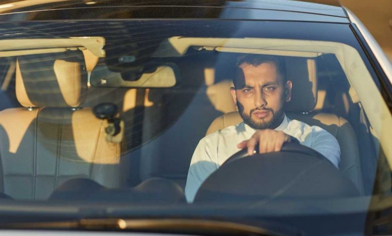 A man driving car