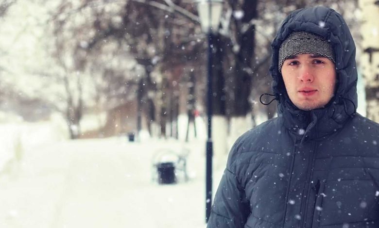 Alone man during winter