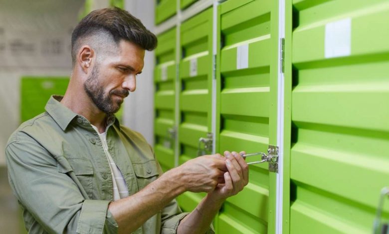 Man opening a storage unit