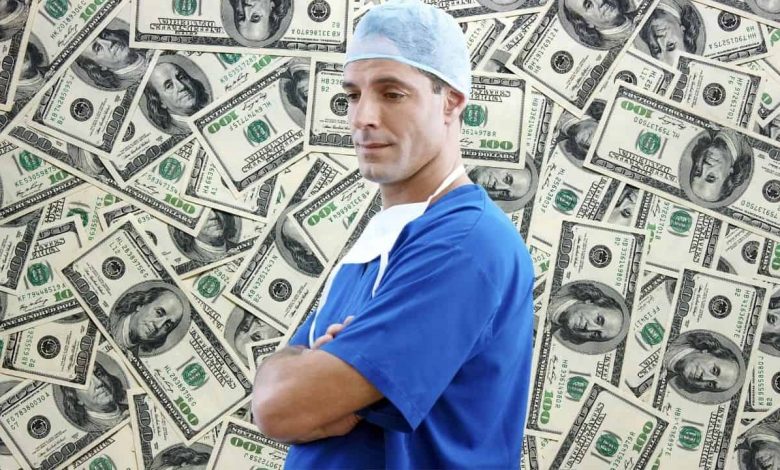 Male nurse with money