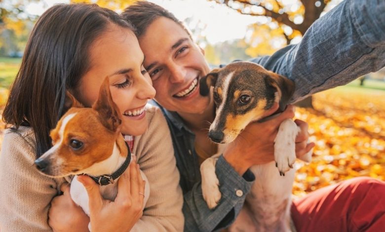 Couple with dogs