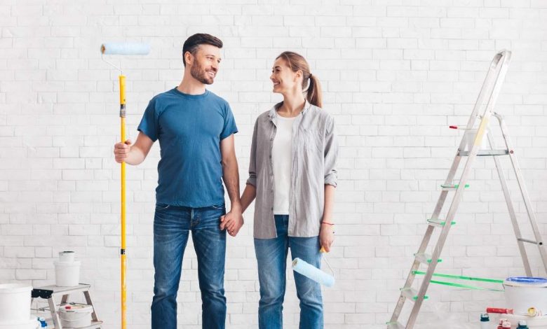 couple doing home repair