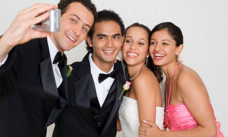 Maid Of Honor with bride and groom