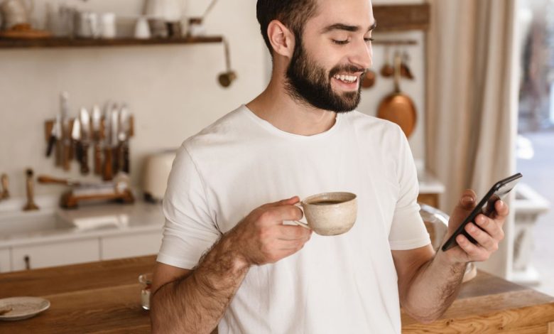 a guy drinking coffee