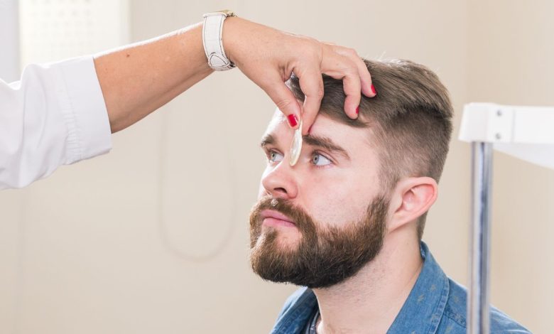 Astigmatism checkup with a doctor