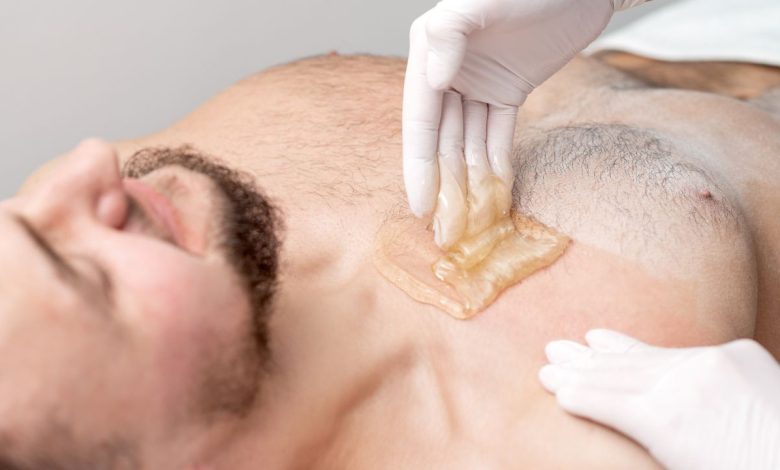 male getting waxed