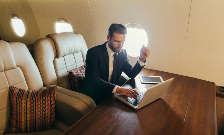 male in a Private Jet Flight