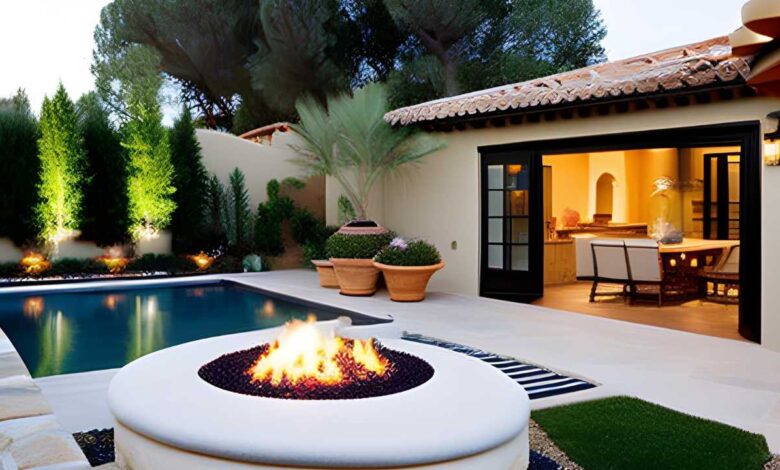 Mediterranean-Style Home Courtyard With A Pizza Oven
