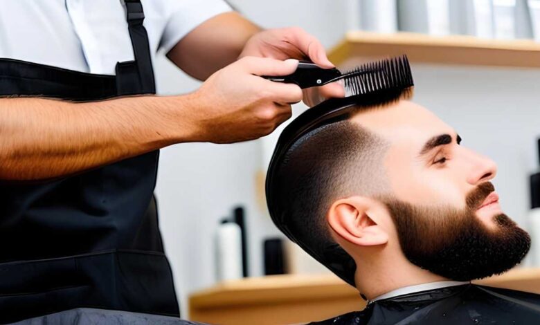 man getting hid hair dyed at a salon