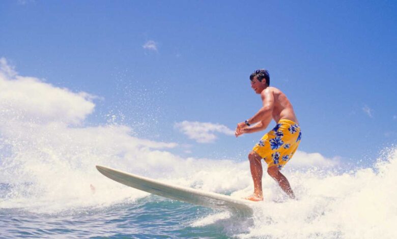 a guy surfing