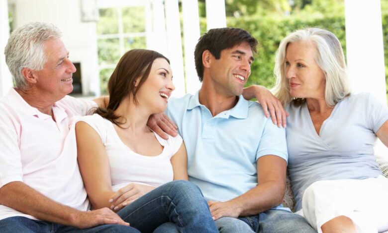 man with parents