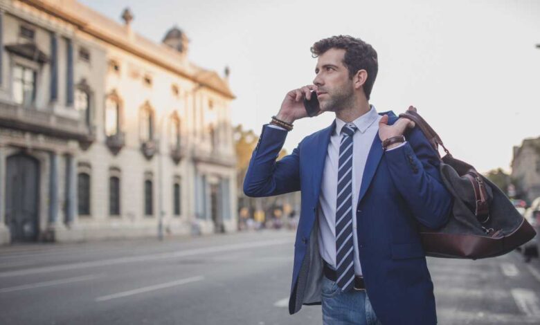 guy with a luxury travel bag