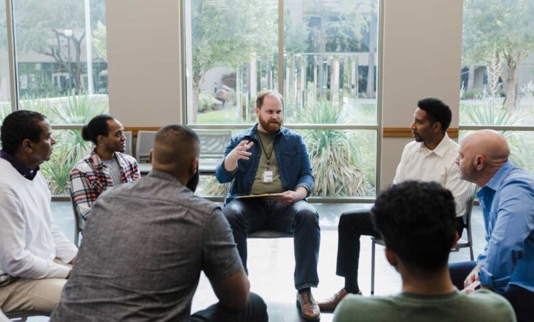 group therapy speaker talking