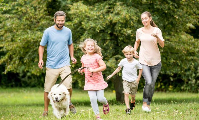 a man with family having fun time