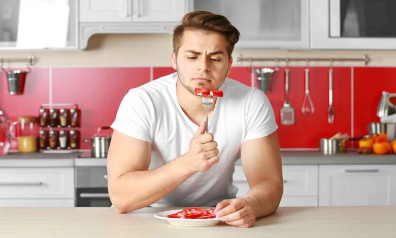 man eating healthy food