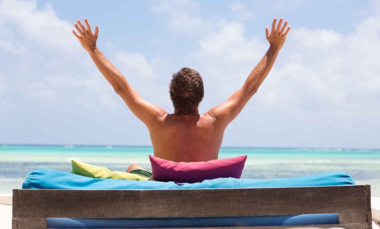 man enjoying summer vacation