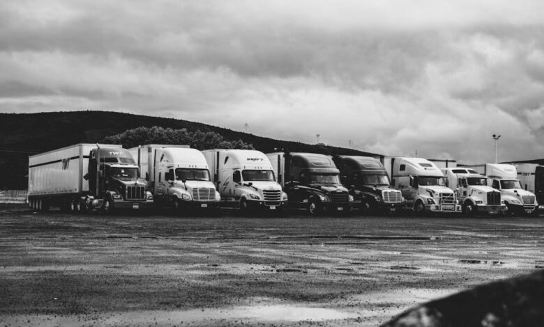 parked trucks under cloud
