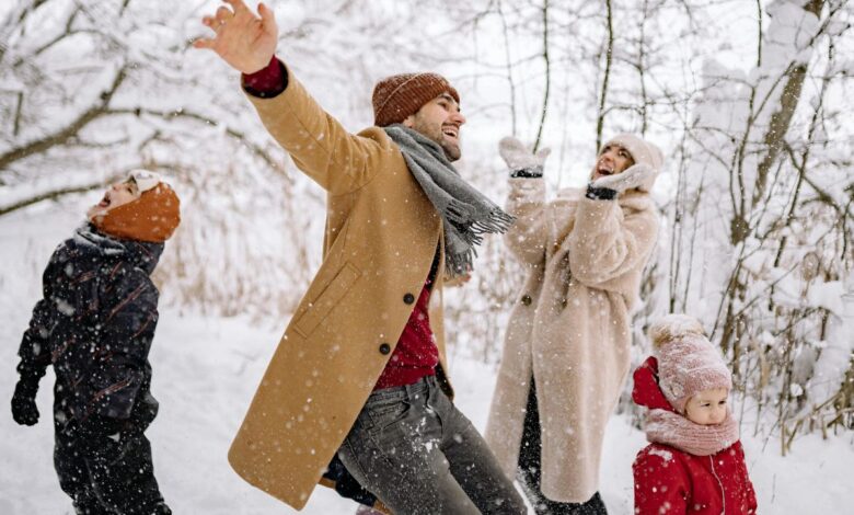 Family enjoying in snow