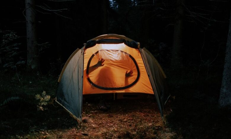person inside a tent