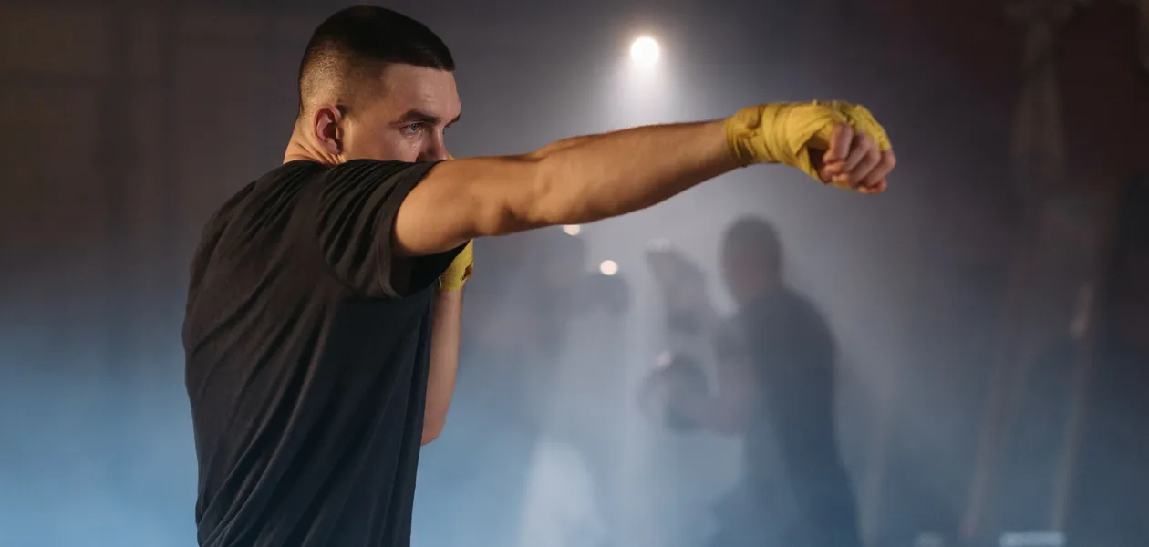 boxer throwing a punch during training