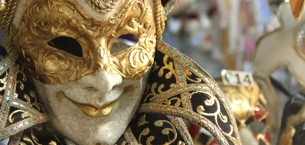 traditional venetian masquerade mask in gold detail