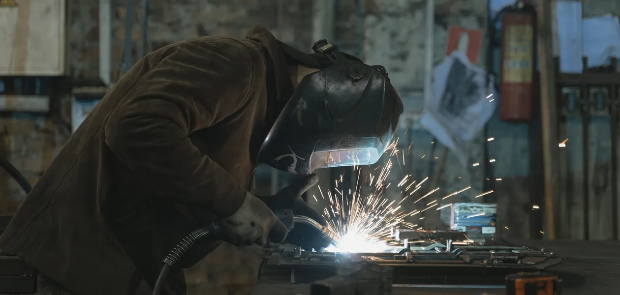 commercial welder at work